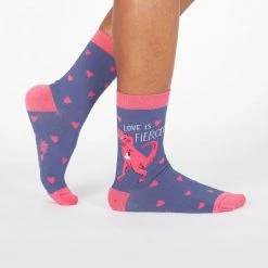Sock It To Me Love Is Fierce T-Rex Women's Crew Socks Socks! Socks! Socks!