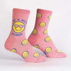 Sock It To Me Be A Nice Human Women's Crew Socks Socks! Socks! Socks!