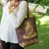 Matr Boomie Global Fair Trade Gifts Metallic Buddha Jute Tote Handcrafted In India