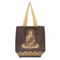 Matr Boomie Global Fair Trade Gifts Metallic Buddha Jute Tote Handcrafted In India