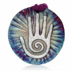 Raku Potteryworks New Arrivals! Healing Hand Medallion Ornament From Raku Pottery