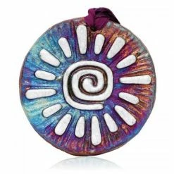 Raku Potteryworks Sun Medallion Ornament From Raku Pottery