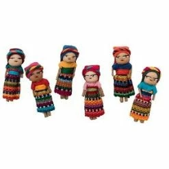 UPAVIM Crafts Global Fair Trade Gifts Hand Embroidered Guatemalan Worry Dolls (set Of 6)