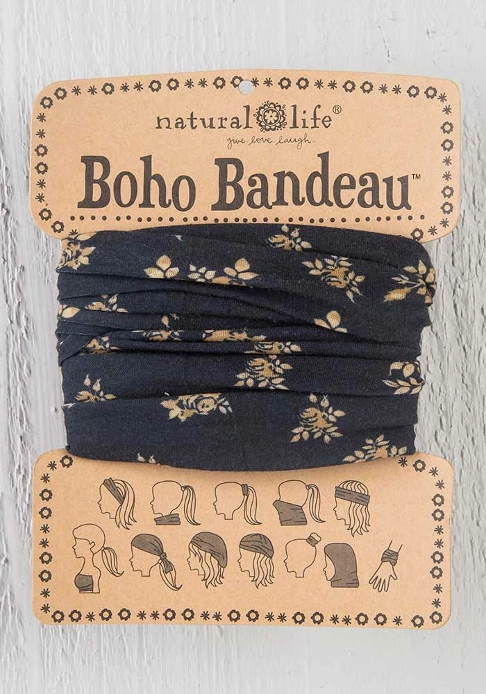 Best Sale 💯 Natural Life Black & Cream Floral Boho Bandeau ✨ 3 Natural Life Black & Cream Floral Boho Bandeau
