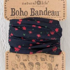 Natural Life Red Floral Black Boho Bandeau