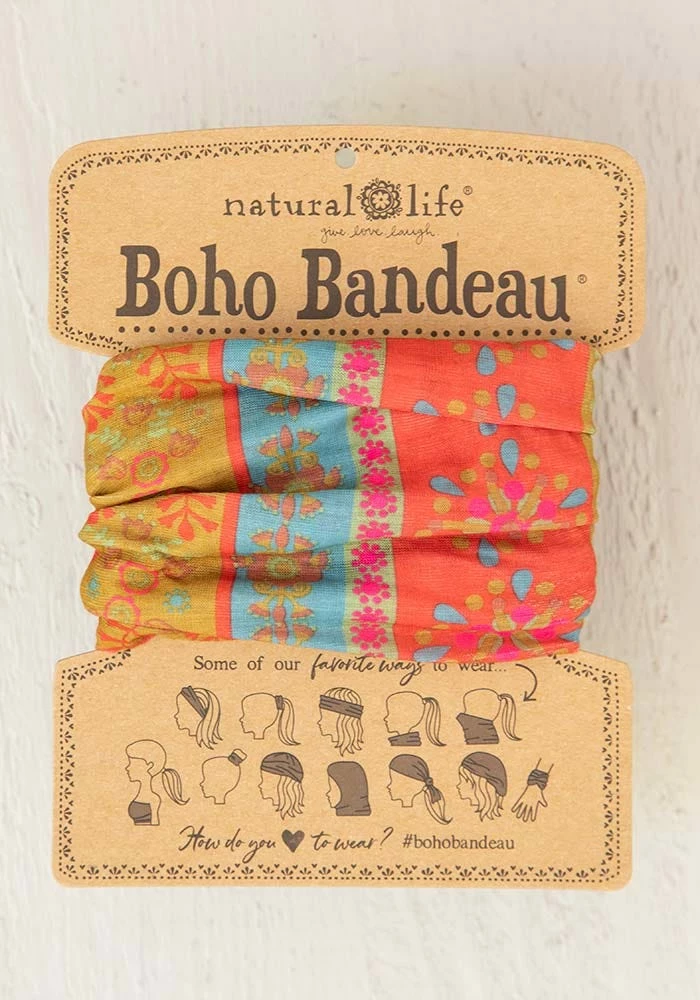 Budget 🔥 Natural Life Red Floral Stripes Boho Bandeau ✨ 3 Natural Life Red Floral Stripes Boho Bandeau