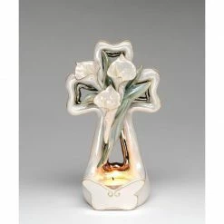 Discontinued Cala Lily Cross Candle Holder ~ Handcrafted Porcelain Gift Sale!