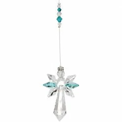 Woodstock Chimes Angel Gifts Blue Zircon ~ Crystal Guardian Angel Suncatcher