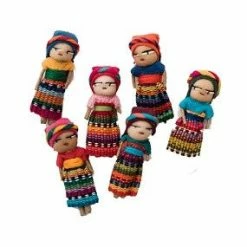 UPAVIM Crafts Hand Embroidered Guatemalan Worry Dolls (set Of 12)