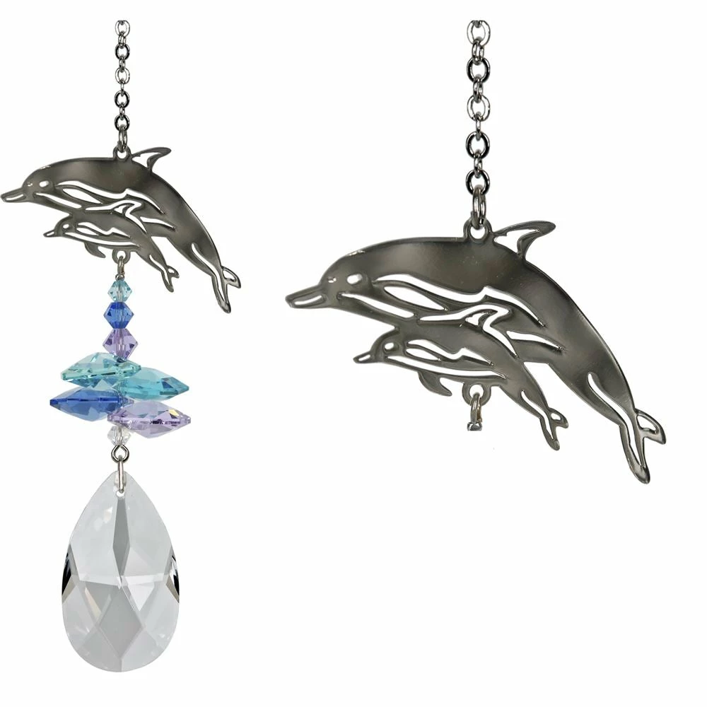 Best deal 🎉 Woodstock Chimes Prisms & Hanging Crystals Playful Dolphins ~ Crystal Fantasy Suncatcher ✔️ 3 Woodstock Chimes Prisms & Hanging Crystals Playful Dolphins ~ Crystal Fantasy Suncatcher