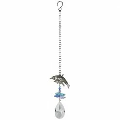 Woodstock Chimes Prisms & Hanging Crystals Playful Dolphins ~ Crystal Fantasy Suncatcher