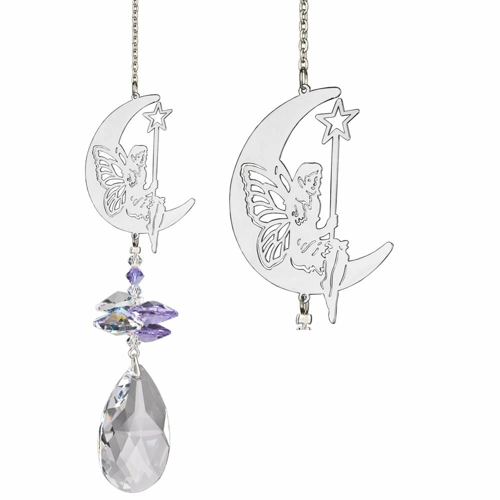 Cheap 😀 Woodstock Chimes Prisms & Hanging Crystals Moon Fairy ~ Crystal Fantasy Suncatcher 😉 3 Woodstock Chimes Prisms & Hanging Crystals Moon Fairy ~ Crystal Fantasy Suncatcher