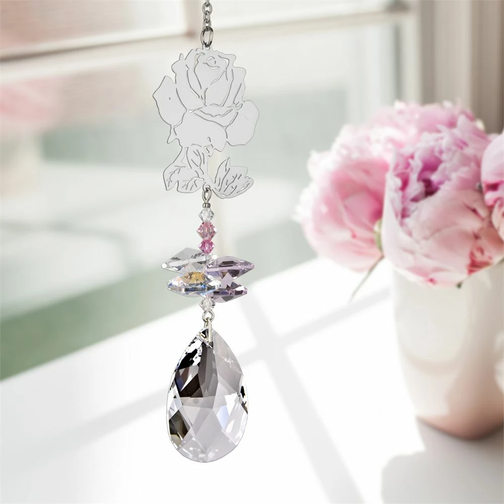 Top 10 😉 Woodstock Chimes Beautiful Rose ~ Crystal Fantasy Suncatcher ✔️ 3 Woodstock Chimes Beautiful Rose ~ Crystal Fantasy Suncatcher