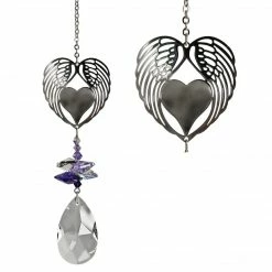 Woodstock Chimes Angel Wing Heart ~ Crystal Fantasy Suncatcher Angel Gifts