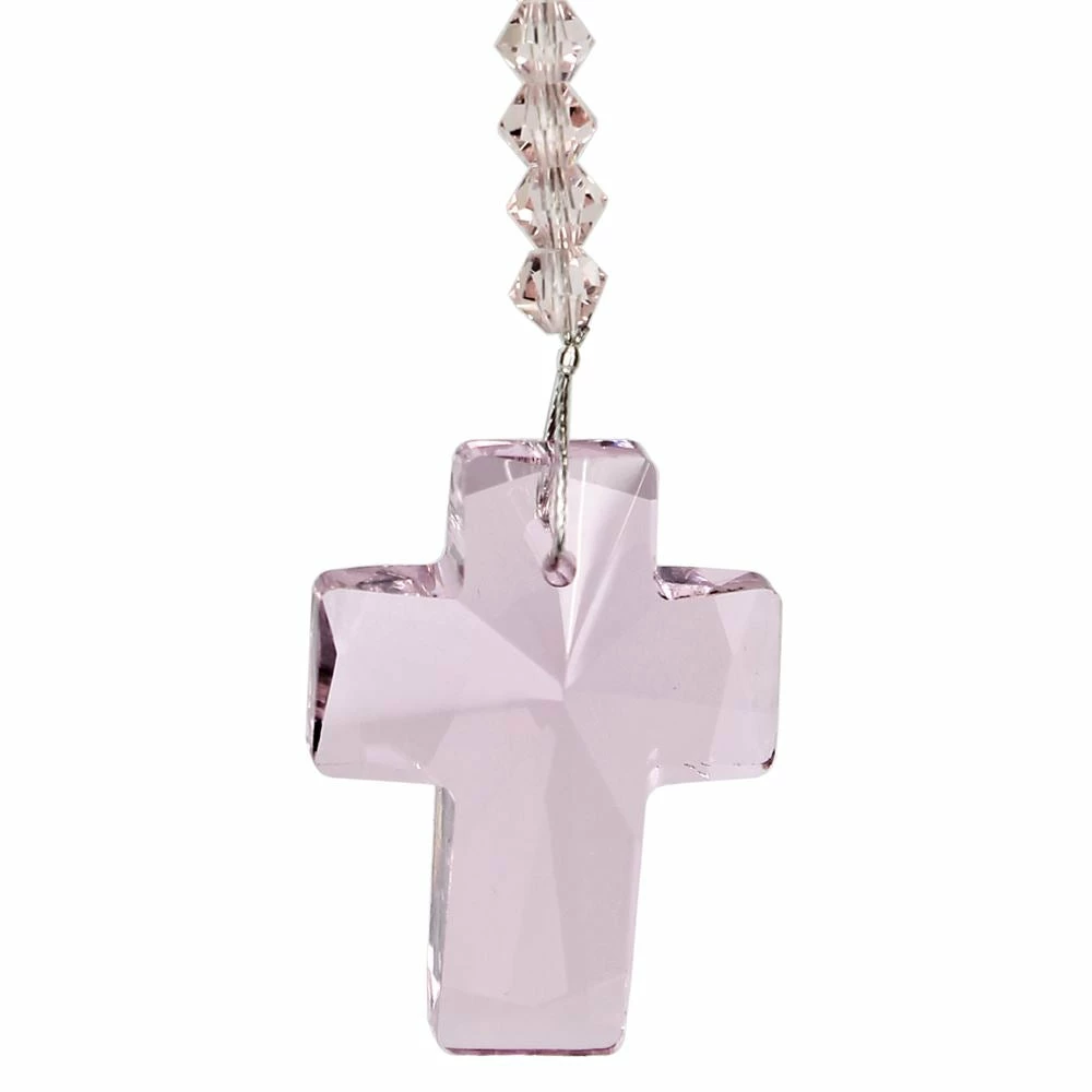 Best reviews of 🔥 Woodstock Chimes Pink Rose Crystal Cross Suncatcher 😍 3 Woodstock Chimes Pink Rose Crystal Cross Suncatcher