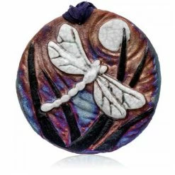 Raku Potteryworks New Arrivals! Dragonfly Medallion Ornament From Raku Pottery
