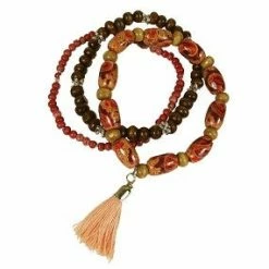UPAVIM Crafts Global Fair Trade Gifts Wooden Bracelets Set With Tassel Handcrafted In Guatemala