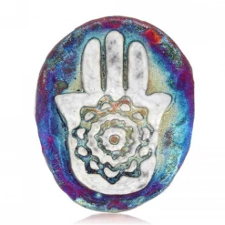 Raku Potteryworks Hamsa Medallion Magnet From Raku Pottery