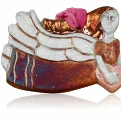 Raku Potteryworks Angel Gifts Heart Angel Holiday Ornament From Raku Pottery