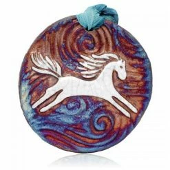 Raku Potteryworks New Arrivals! Spirit Pony Medallion Magnet From Raku Pottery