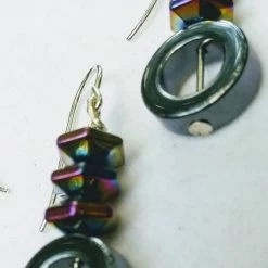 Dawn Welburn - Consignment Hematite And Rainbow Hematite Sterling Silver Earrings Local Artisan Handmade Gifts