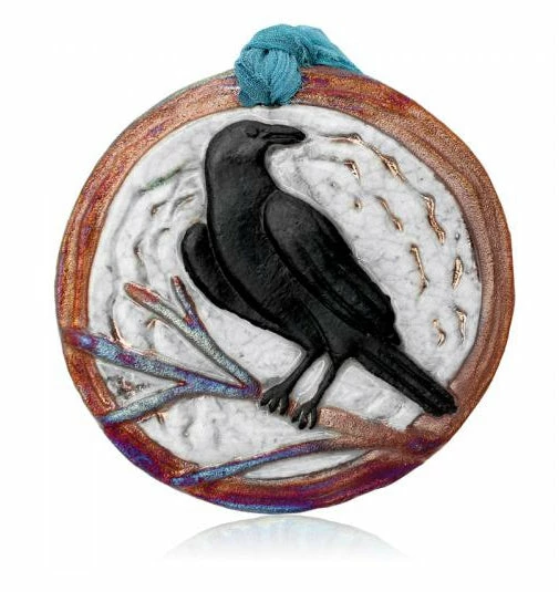 Brand new ๐ Raku Potteryworks Raven Medallion Ornament From Raku Pottery New Arrivals! โญ 3 Raku Potteryworks Raven Medallion Ornament From Raku Pottery New Arrivals!