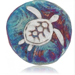 Raku Potteryworks New Arrivals! Sea Turtle Medallion Magnet From Raku Pottery